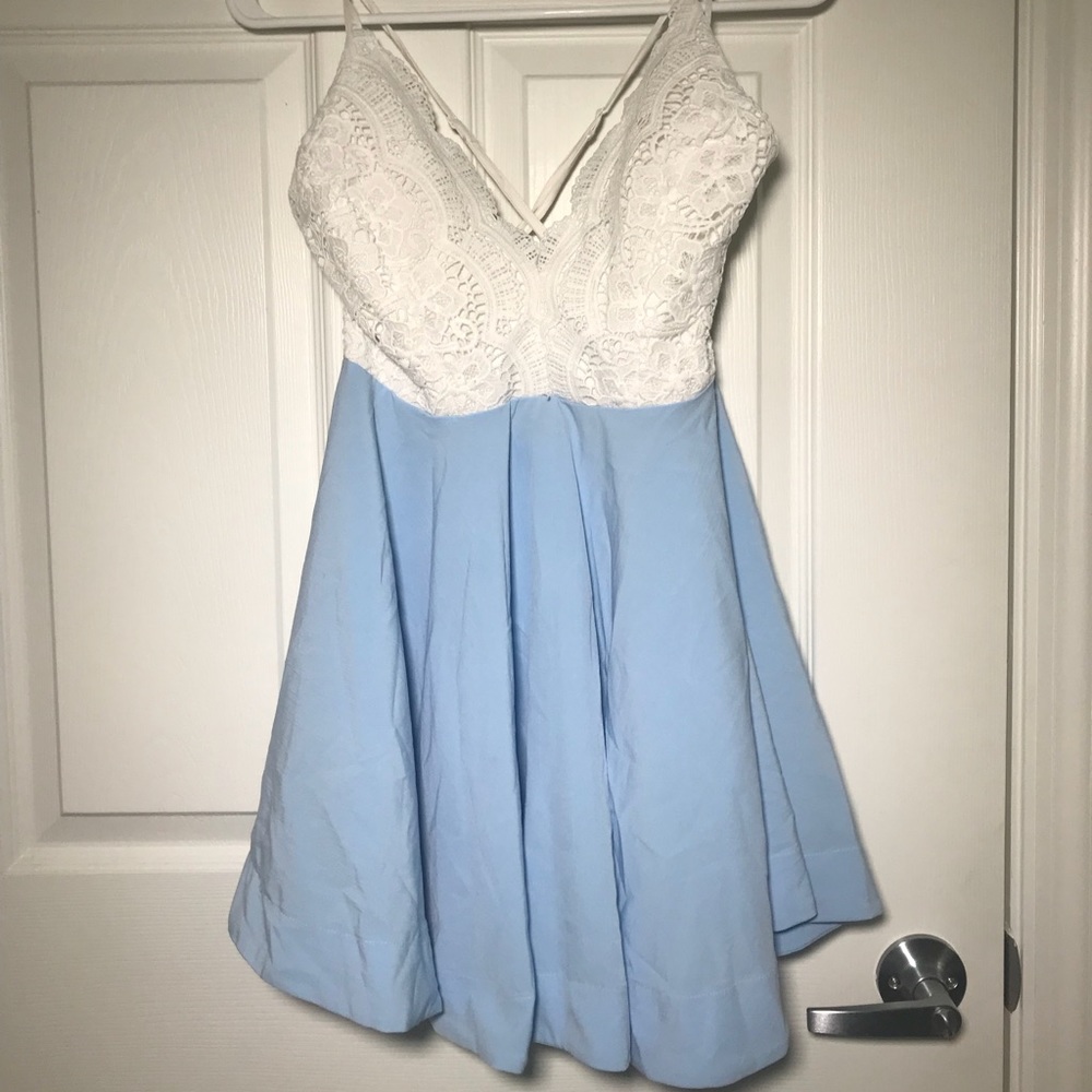White and blue babydoll dress